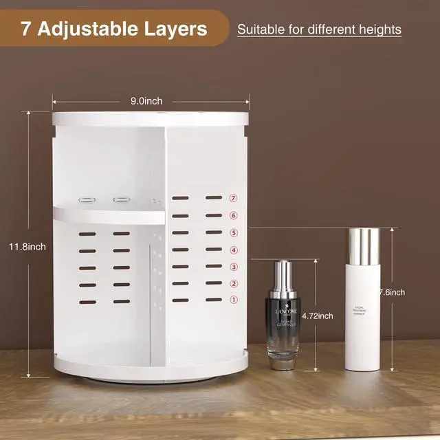Alt view image 5 of 7 - 360 Large Rotating Makeup Organizer Countertop, Clear Acrylic Makeup Organizers, Organizador De Perfumes, 7 Layers Large Make Up Organizer, Huge Storage Fits for Vanity and Bathroom (White, Small)