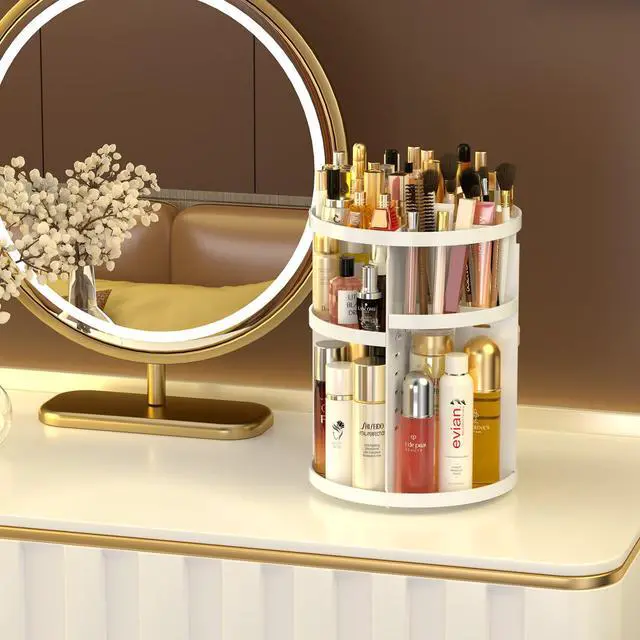 Alt view image 6 of 7 - 360 Large Rotating Makeup Organizer Countertop, Clear Acrylic Makeup Organizers, Organizador De Perfumes, 7 Layers Large Make Up Organizer, Huge Storage Fits for Vanity and Bathroom (White, Small)