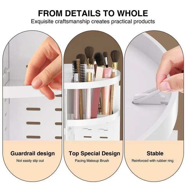 Alt view image 3 of 7 - 360 Large Rotating Makeup Organizer Countertop, Clear Acrylic Makeup Organizers, Organizador De Perfumes, 7 Layers Large Make Up Organizer, Huge Storage Fits for Vanity and Bathroom (White, Small)
