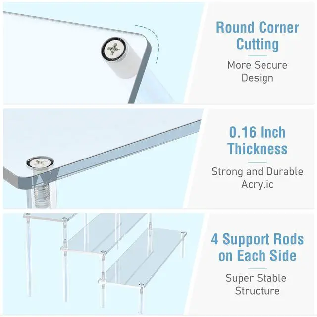 Alt view image 3 of 7 - Acrylic Display Risers, 3 Tier Perfume Organizer Stand, Clear Cupcake Stand Holder, Large Shelf Risers for Figures, Dessert Shelves for Party, Display Shelf for Decoration and Organizer
