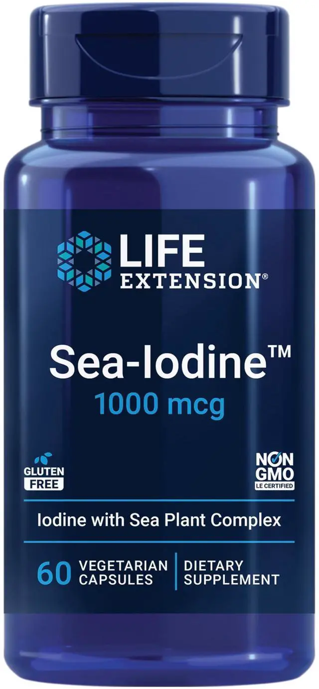 Main image of Sea-Iodine, kelp and bladderwrack-derived Iodine, Supports Healthy Levels of This Essential Nutrient for Thyroid Health and Beyond, Non-GMO, Gluten-Free, Vegetarian, 60 Capsules