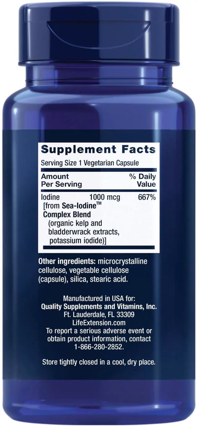 Alt view image 2 of 7 - Sea-Iodine, kelp and bladderwrack-derived Iodine, Supports Healthy Levels of This Essential Nutrient for Thyroid Health and Beyond, Non-GMO, Gluten-Free, Vegetarian, 60 Capsules