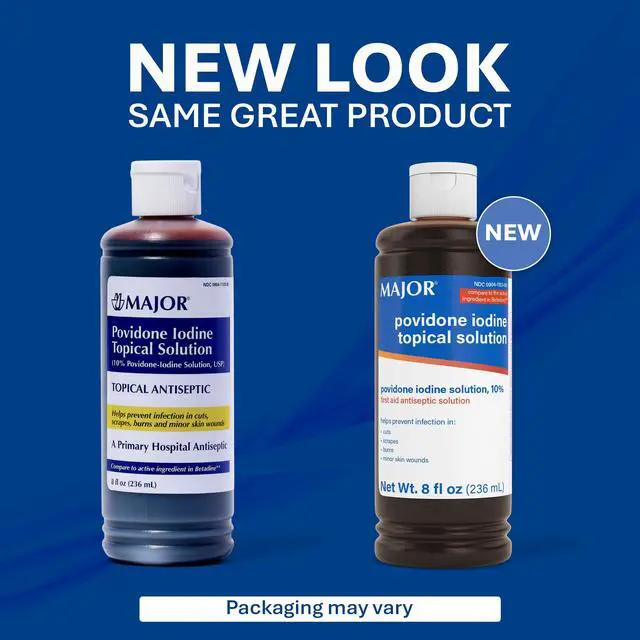 Alt view image 3 of 7 - Major 10% Povidone-Iodine Liquid Topical Solution, USP - Topical Antiseptic for Cuts, Scrapes, Burns, and Minor Skin Wounds - 8 Fl. Oz.