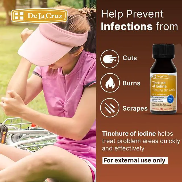 Alt view image 5 of 7 - Tincture of Iodine - 2% Iodine Tincture - Iodine First Aid Antiseptic for Minor Cuts and Scrapes - 1 fl OZ (1 Bottle)