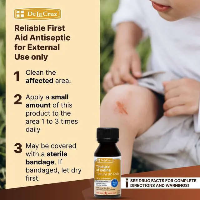 Alt view image 6 of 7 - Tincture of Iodine - 2% Iodine Tincture - Iodine First Aid Antiseptic for Minor Cuts and Scrapes - 1 fl OZ (1 Bottle)