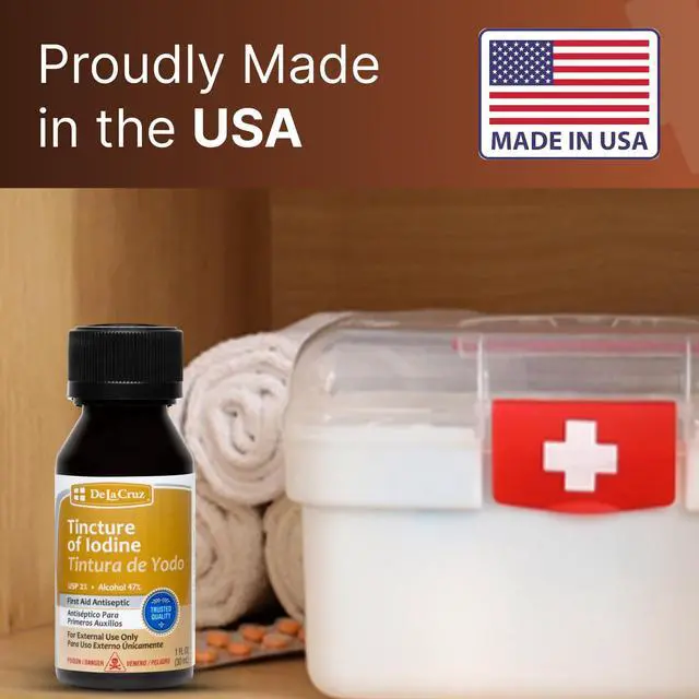 Alt view image 3 of 7 - Tincture of Iodine - 2% Iodine Tincture - Iodine First Aid Antiseptic for Minor Cuts and Scrapes - 1 fl OZ (1 Bottle)