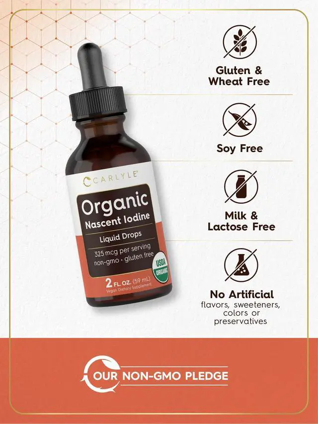 Alt view image 4 of 7 - Organic Nascent Iodine Liquid Drops | 2 fl oz | Vegan Supplement | Non-GMO, Gluten Free