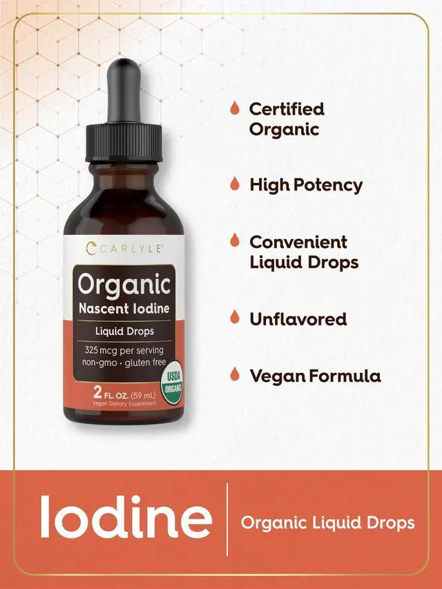 Alt view image 3 of 7 - Organic Nascent Iodine Liquid Drops | 2 fl oz | Vegan Supplement | Non-GMO, Gluten Free