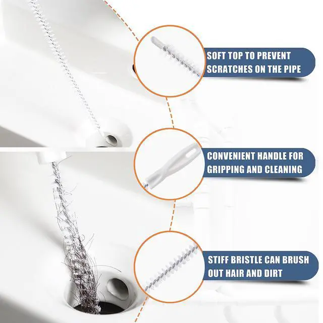 Alt view image 6 of 7 - 35.5inch Drain Clog Remover(1pcs), 25inch Drain Snake Hair Remover(6pcs) Cleaning Brush(2pcs), Hair Catcher Drain Auger Cleaner Tool Set For Toilet, Kitchen Sink, Bathroom Tub, Sewer, 9 Pack