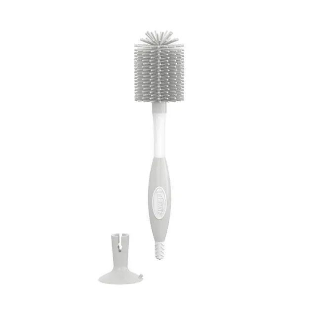 Alt view image 2 of 7 - Dr. Brown's Soft Touch No Scratch Baby Bottle Cleaning Brush, Nipple Cleaner & Suction Cup Base for Easy Storage, BPA Free, Gray (Pack of 1)
