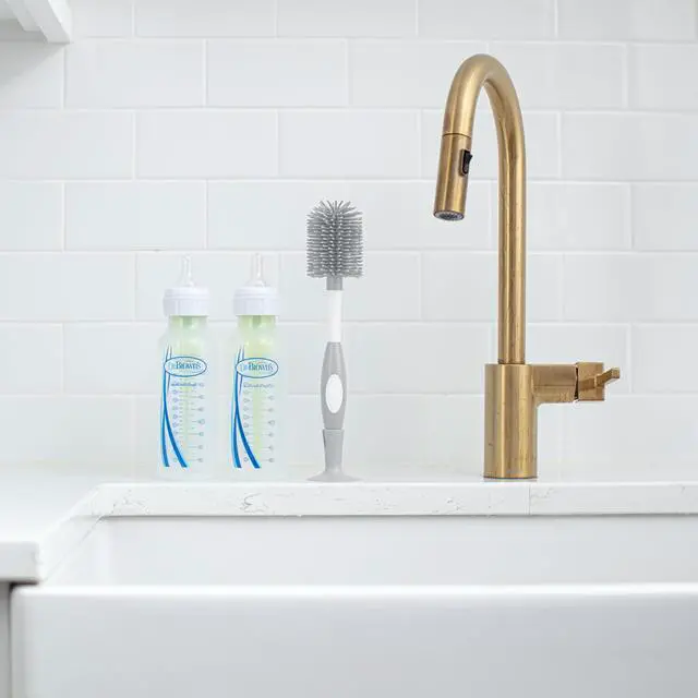 Alt view image 6 of 7 - Dr. Brown's Soft Touch No Scratch Baby Bottle Cleaning Brush, Nipple Cleaner & Suction Cup Base for Easy Storage, BPA Free, Gray (Pack of 1)
