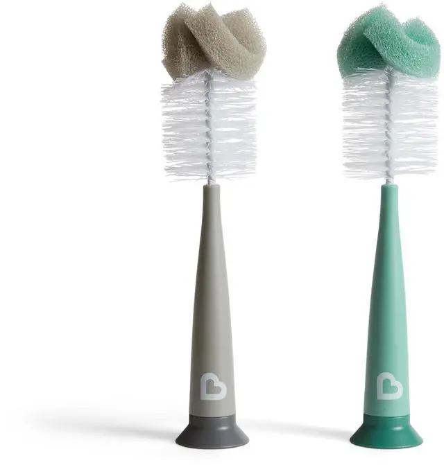 Main image of Munchkin Sponge Bottle Brush, Grey/Sage, 2 Count (Pack of 1)