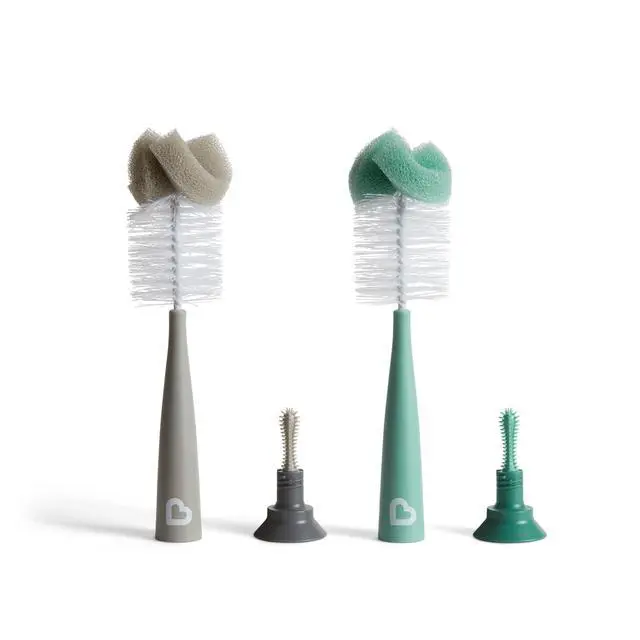 Alt view image 2 of 7 - Munchkin Sponge Bottle Brush, Grey/Sage, 2 Count (Pack of 1)