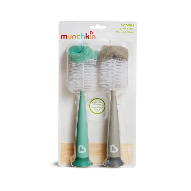 Alt view image 6 of 7 - Munchkin Sponge Bottle Brush, Grey/Sage, 2 Count (Pack of 1)