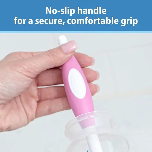 Alt view image 3 of 7 - Dr. Brown's Soft Touch No Scratch Baby Bottle Cleaning Brush Nipple Cleaner with Stand and Storage Clip, BPA Free, Blue 1-Pack