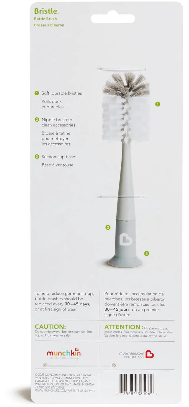 Alt view image 7 of 7 - Munchkin® Bristle Bottle Brush, Grey