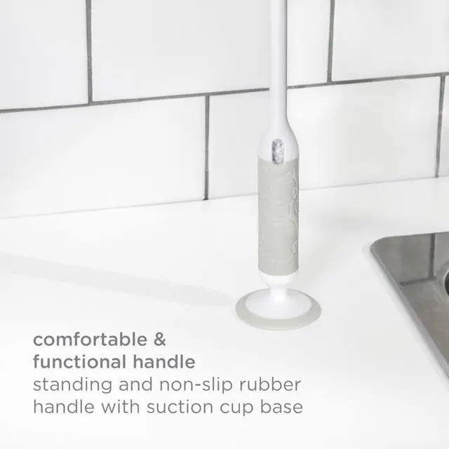 Alt view image 3 of 7 - Ubbi Deluxe Baby Bottle Cleaning Set Includes a Nipple Brush with Suction Cup, Oat