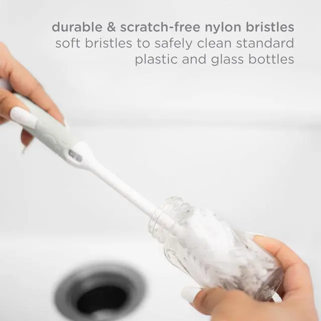 Alt view image 4 of 7 - Ubbi Deluxe Baby Bottle Cleaning Set Includes a Nipple Brush with Suction Cup, Oat