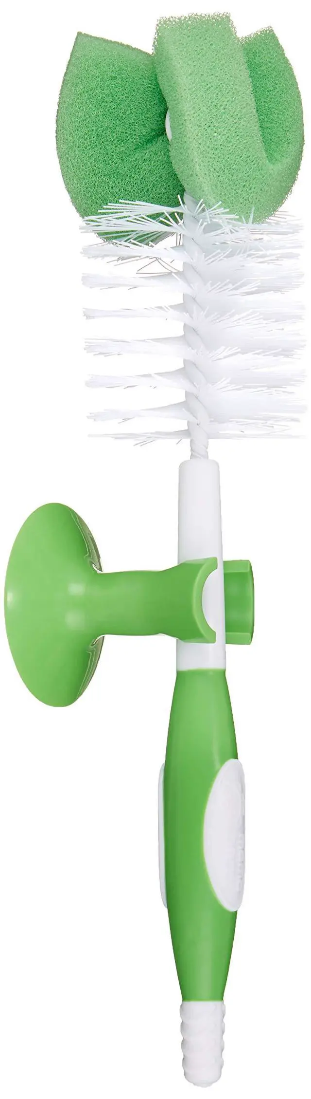 Alt view image 2 of 2 - Amazon Brand - Mama Bear Baby Bottle Brush with Nipple Cleaner and Suction Cup Stand, White (Pack of 3)