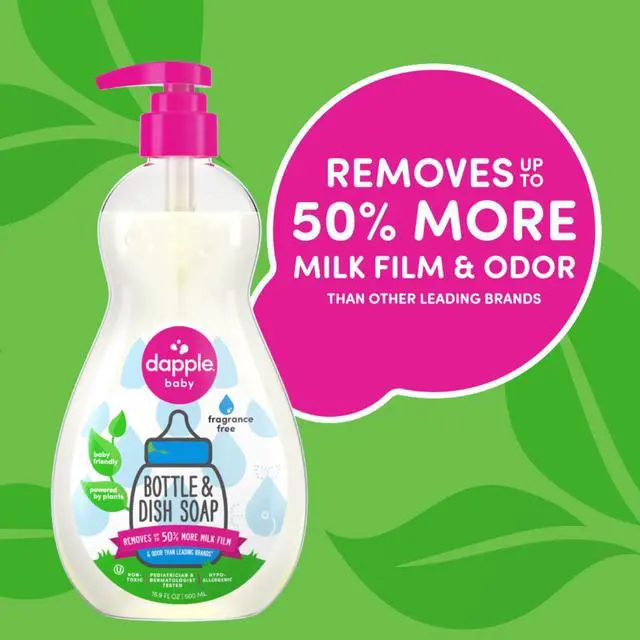 Alt view image 5 of 7 - Dapple Baby Fragrance-Free Bottle & Dish Soap Refill Pouch - (2 Pack) 33.8 fl oz - Plant-Powered Cleaner for Baby Bottles, Pump Parts, and Sippy Cups