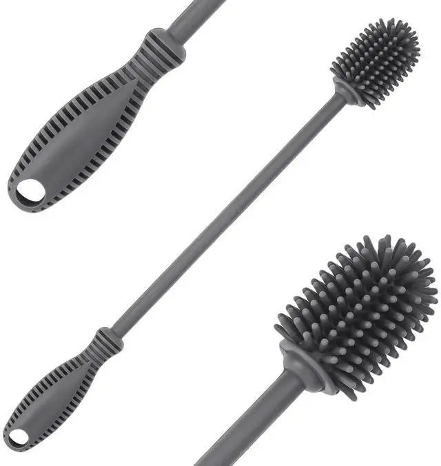 Main image of Silicone Bottle Cleaning Brush with Long Handle, 12.5" Water Bottle Cleaner for Baby Bottles, Hydro Flask, Sports Bottle, Vase, Glassware, Perfect for Smaller Diameter Bottle Openings (One Pack)