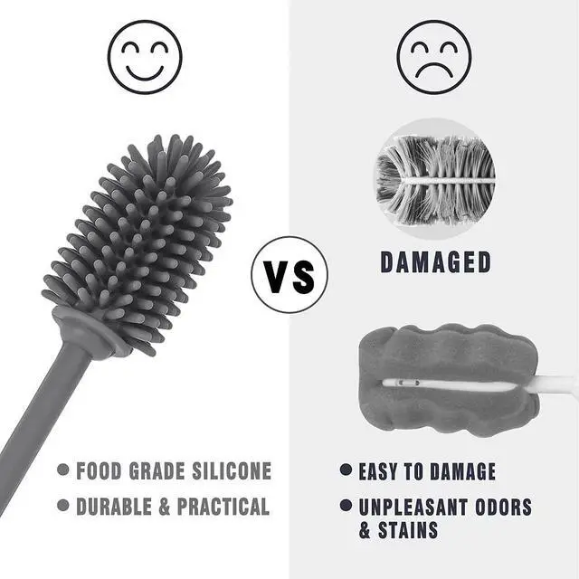 Alt view image 6 of 7 - Silicone Bottle Cleaning Brush with Long Handle, 12.5" Water Bottle Cleaner for Baby Bottles, Hydro Flask, Sports Bottle, Vase, Glassware, Perfect for Smaller Diameter Bottle Openings (One Pack)
