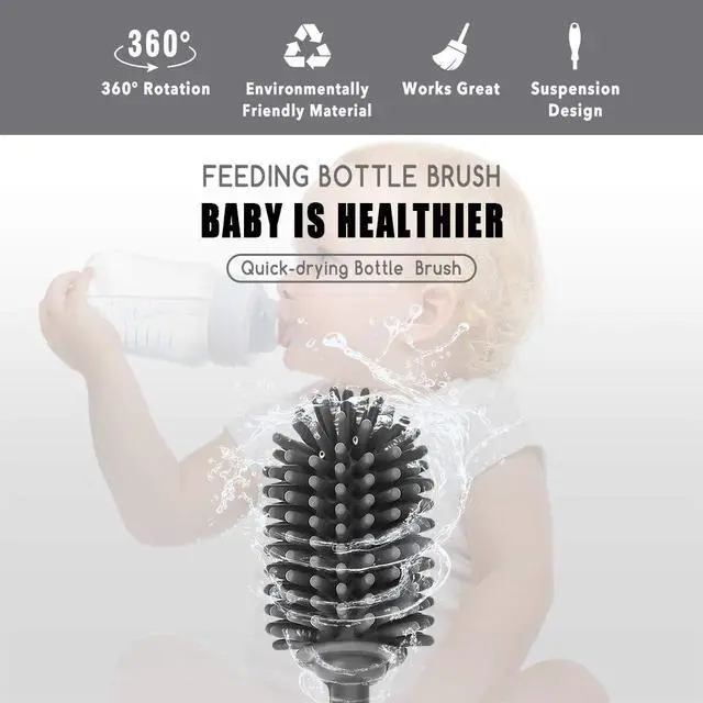 Alt view image 2 of 7 - Silicone Bottle Cleaning Brush with Long Handle, 12.5" Water Bottle Cleaner for Baby Bottles, Hydro Flask, Sports Bottle, Vase, Glassware, Perfect for Smaller Diameter Bottle Openings (One Pack)