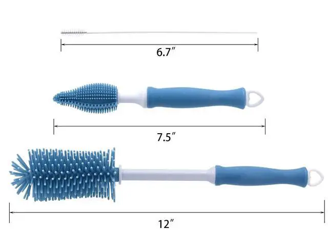 Alt view image 2 of 5 - Silicone Cleaning Brush, 12" Long Handle Water Bottle Cleaner for Baby, Sports, Vase, Glassware, and Smaller Diameter Openings