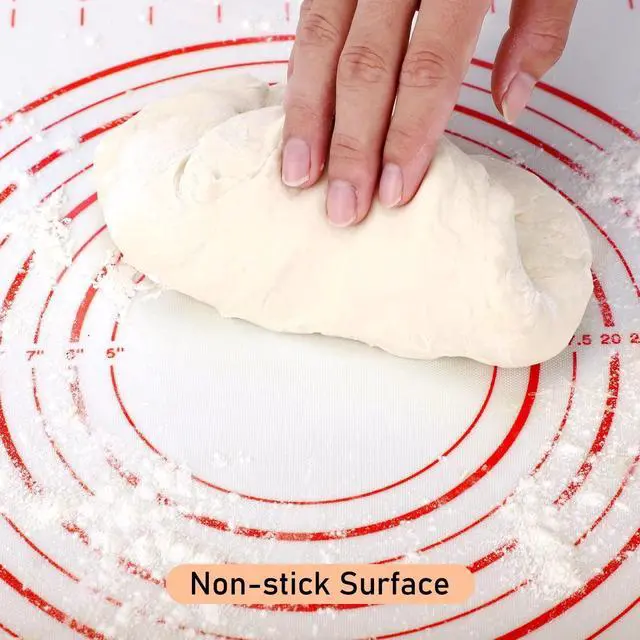 Alt view image 3 of 7 - Silicone Pastry Baking Mat Dough - 16x24Inch Large Non Stick Slip Cookie Bread Rolling Mats Sheet, Kitchen Counter Kneading Cooking Board Pad Matt with Measurement for Pie Pizza Cookies Fondant Making