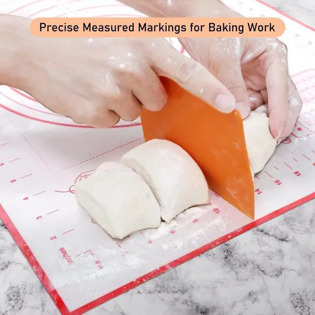 Alt view image 5 of 7 - Silicone Pastry Baking Mat Dough - 16x24Inch Large Non Stick Slip Cookie Bread Rolling Mats Sheet, Kitchen Counter Kneading Cooking Board Pad Matt with Measurement for Pie Pizza Cookies Fondant Making