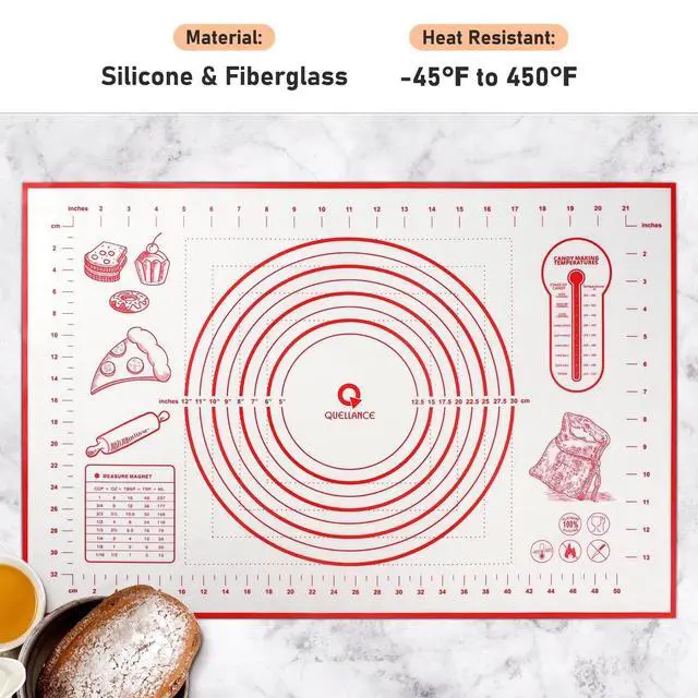 Alt view image 2 of 7 - Silicone Pastry Baking Mat Dough - 16x24Inch Large Non Stick Slip Cookie Bread Rolling Mats Sheet, Kitchen Counter Kneading Cooking Board Pad Matt with Measurement for Pie Pizza Cookies Fondant Making