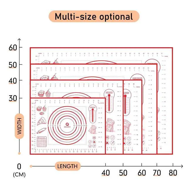 Alt view image 4 of 7 - Silicone Pastry Baking Mat Dough - 16x24Inch Large Non Stick Slip Cookie Bread Rolling Mats Sheet, Kitchen Counter Kneading Cooking Board Pad Matt with Measurement for Pie Pizza Cookies Fondant Making