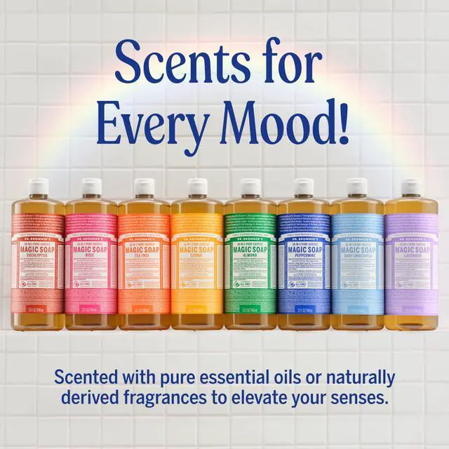 Alt view image 7 of 7 - Dr. Bronner's Pure-Castile Magic Soap Liquid (Baby Unscented, 32 Ounce) Made with Regenerative Organic Certified Oils For Sensitive Skin, Babies, Face, Hair, Laundry, Dishes, Hand Soap & Body Wash