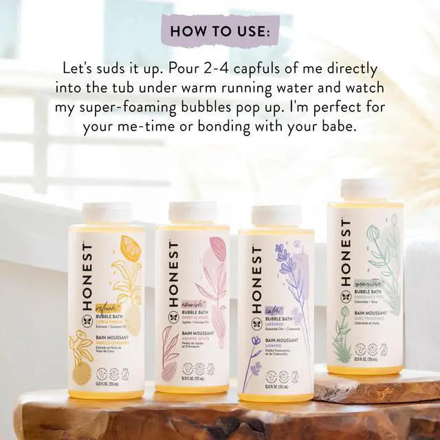 Alt view image 6 of 7 - The Honest Company Foaming Bubble Bath & Baby Wash, Tear-Free, Hypoallergenic, Natural Formula, Lavender Calm Scent, 12 fl oz