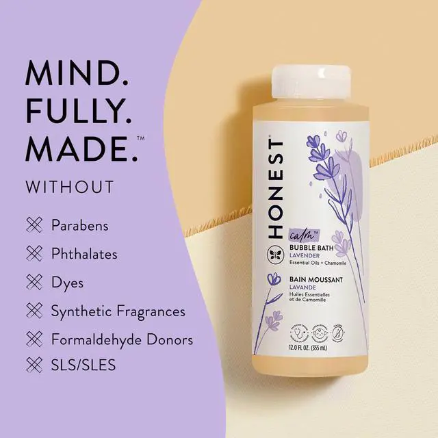 Alt view image 5 of 7 - The Honest Company Foaming Bubble Bath & Baby Wash, Tear-Free, Hypoallergenic, Natural Formula, Lavender Calm Scent, 12 fl oz