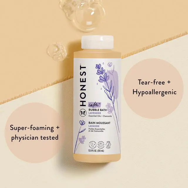 Alt view image 2 of 7 - The Honest Company Foaming Bubble Bath & Baby Wash, Tear-Free, Hypoallergenic, Natural Formula, Lavender Calm Scent, 12 fl oz