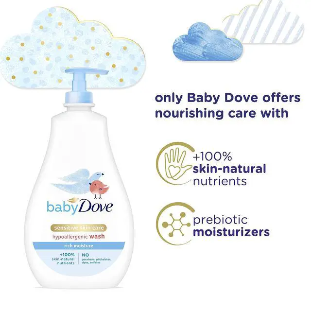 Alt view image 2 of 7 - Baby Dove Sensitive Skin Care Baby Wash For Baby Bath Time Rich Moisture Tear-Free and Hypoallergenic, 20 oz (Packaging May Vary)