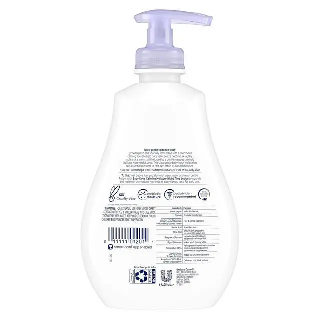 Alt view image 2 of 7 - Baby Dove Sensitive Skin Care Baby Wash For a Calming Moisture Hypoallergenic and Tear-Free, Washes Away Bacteria, Chamomile, 13 Fl Oz