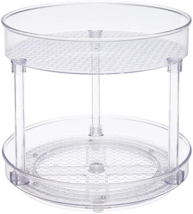 Main image of Amazon Basics Lazy Susan Turntable Organizer for Spices and Condiments, 9" Diameter, 2 Tier, Clear