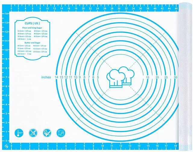 Main image of Silicone Pastry Mat,26" x 16" Nonstick Large Durable Silicone Sheet Mat with Measurement Non-slip Dough Rolling Mat for Pie Crust, Pizza, Cookies