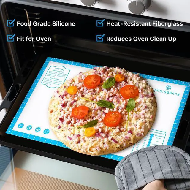 Alt view image 3 of 7 - Silicone Pastry Mat,26" x 16" Nonstick Large Durable Silicone Sheet Mat with Measurement Non-slip Dough Rolling Mat for Pie Crust, Pizza, Cookies