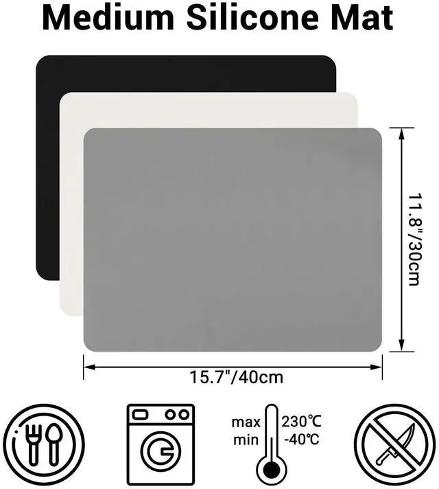 Alt view image 2 of 6 - Gartful 3Pack Silicone Sheet for Crafts, Resin Jewelry Casting Molds Mat, Food Grade Silicone Placemat, Multipurpose Table Protector, Nonstick Nonskid Heat-Resistant, Black&Gray&Beige (15.7x11.8inch)