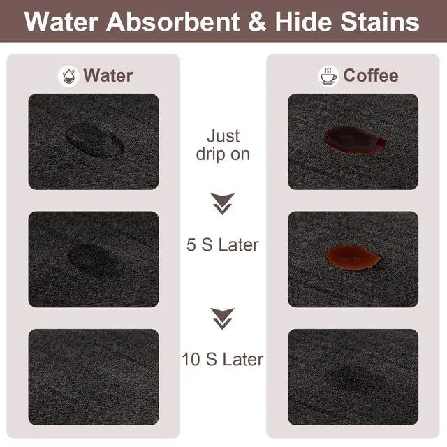 Alt view image 2 of 7 - CooRug Absorbent Coffee Mat, Fashion Dish Drying Mat for Kitchen Counter Coffee Bar Accessories Espresso Machine Dish Rack 12" x 20" Black