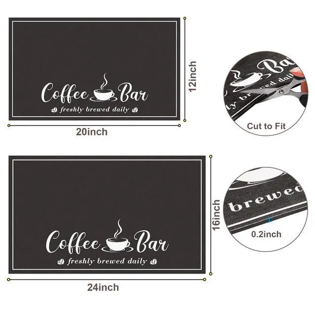 Alt view image 6 of 7 - CooRug Absorbent Coffee Mat, Fashion Dish Drying Mat for Kitchen Counter Coffee Bar Accessories Espresso Machine Dish Rack 12" x 20" Black
