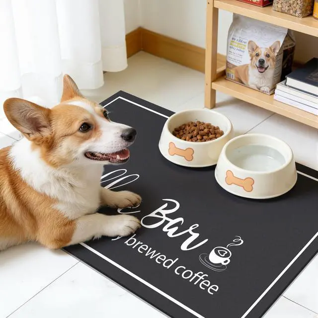 Alt view image 3 of 7 - Findosom 12"x 20" Dish Drying Mat, Super Absorbent & Cuttable Coffee Mat, Hide Stain Bar Mat for Kitchen Counter, Coffee Bar Accessories, Black