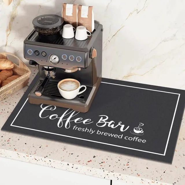 Alt view image 6 of 7 - Findosom 12"x 20" Dish Drying Mat, Super Absorbent & Cuttable Coffee Mat, Hide Stain Bar Mat for Kitchen Counter, Coffee Bar Accessories, Black
