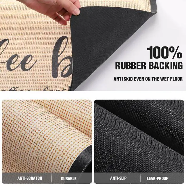 Alt view image 5 of 7 - DK177 Coffee Mat - Dish Drying Mat for Kitchen Counter, Hide Stain, Absorbent with Waterproof Rubber Backing, Fit Kitchen Dish Rack Bar Accessories (Coffee Bar, 19" x 12")