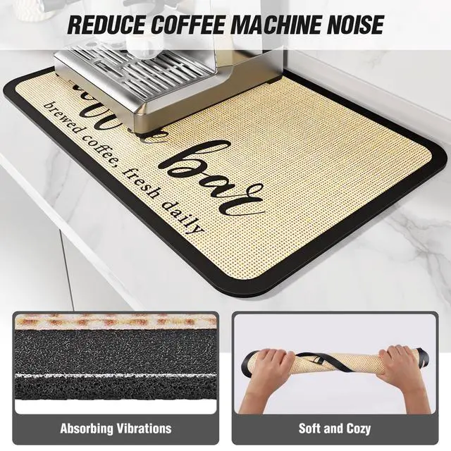 Alt view image 4 of 7 - DK177 Coffee Mat - Dish Drying Mat for Kitchen Counter, Hide Stain, Absorbent with Waterproof Rubber Backing, Fit Kitchen Dish Rack Bar Accessories (Coffee Bar, 19" x 12")