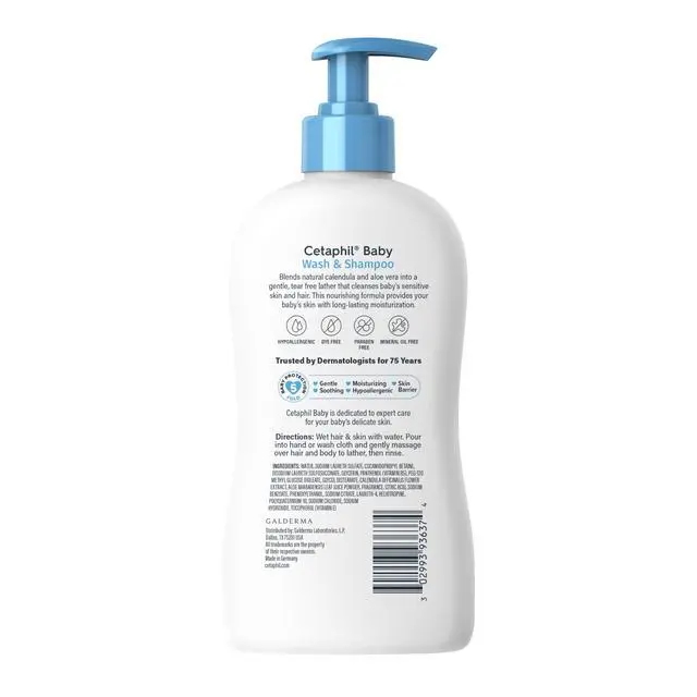 Alt view image 7 of 7 - Cetaphil Baby Wash & Shampoo, 13.5oz Pack of 2, Hypoallergenic, Gentle Enough for Everyday Use, Soap Free