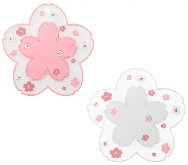 Main image of Sakura Coffee Cup Mat Kawaii Coaster 2PCS Cute Cherry Blossom PVC Home Tea Mug Pink Flower Pattern Anti-Skid Pot Bowl Pad Placemat for Desk Drink Table Decor Kawaii Accessories (Small)